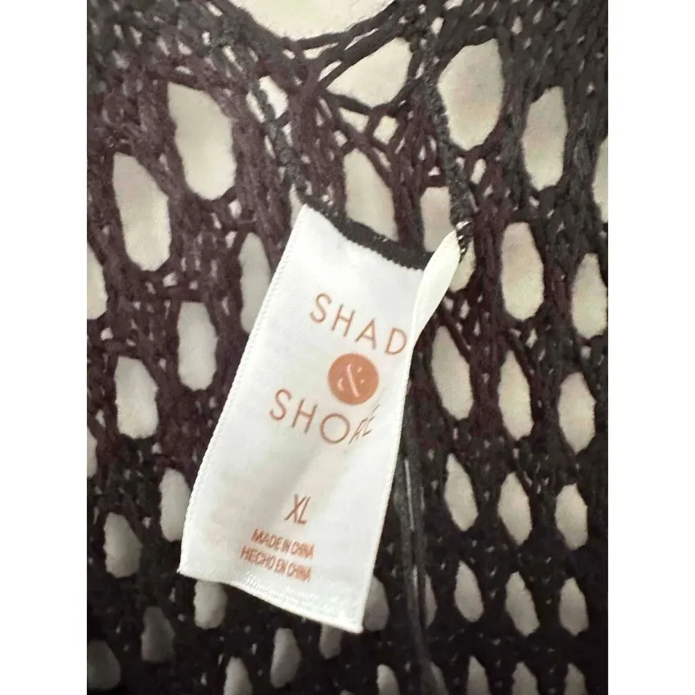 NWT Shade And Shore Dress Womens Size XL Black Sleeveless Mesh V Neck Swim Cover - Picture 3 of 10